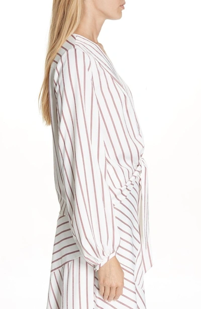Shop Nicholas Stripe Tie Front Blouse In White/ Red