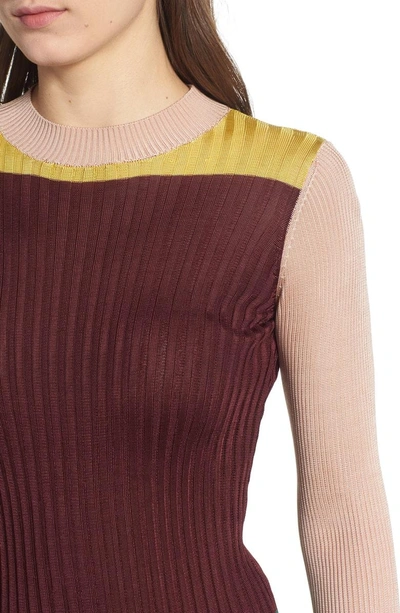 Shop Scotch & Soda Colorblock Ribbed Sweater In Burgundy Nude Yellow