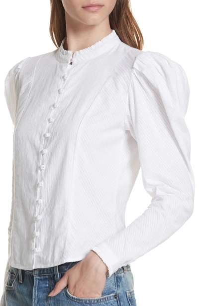 Shop Frame Puff Shoulder Blouse In Blanc