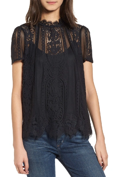 Shop Rebecca Minkoff Yasmin Sheer Lace Top In Black