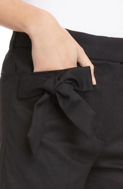 Shop Simone Rocha Bow Pocket Straight Leg Stretch Wool Pants In Black