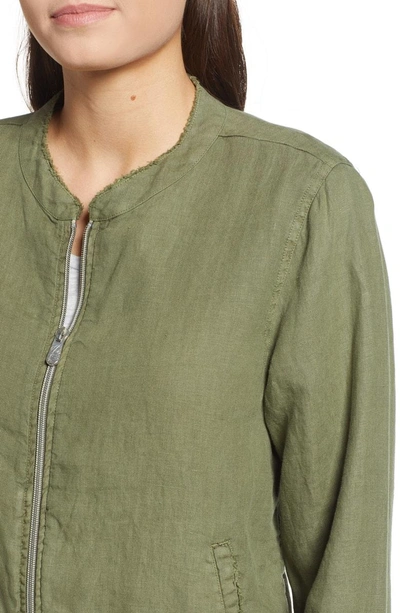 Shop Tommy Bahama Linen Bomber Jacket In Tea Leaf