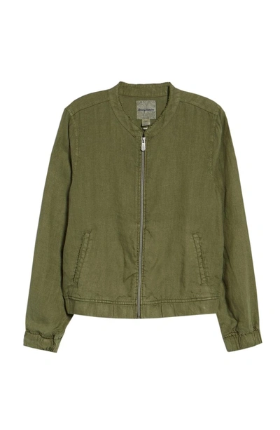 Shop Tommy Bahama Linen Bomber Jacket In Tea Leaf