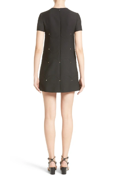 Shop Valentino Studded Scallop Dress In Black