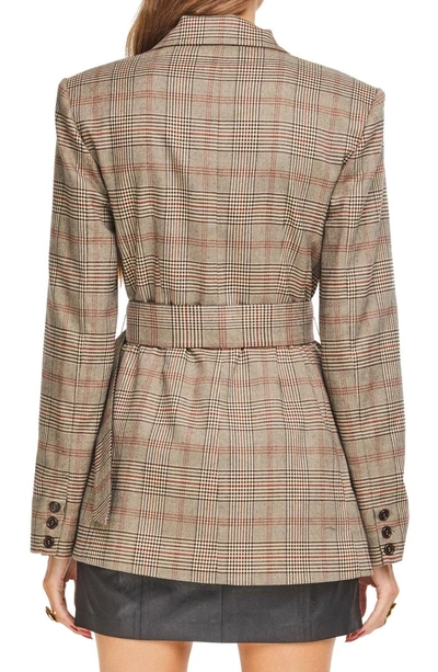 Shop Astr Emerson Blazer In Taupe/ Red Plaid