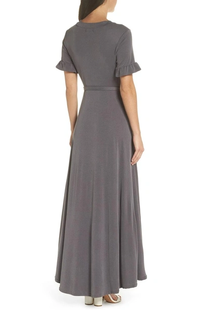 Shop Nsr Luna Maxi Wrap Dress In Grey