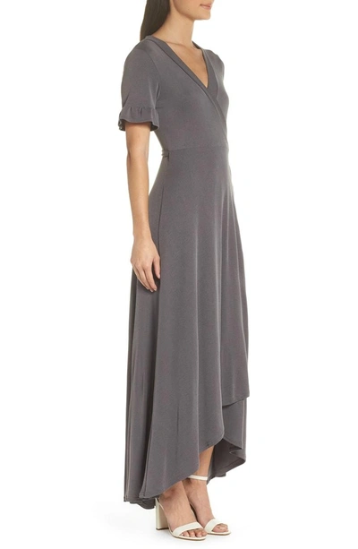 Shop Nsr Luna Maxi Wrap Dress In Grey