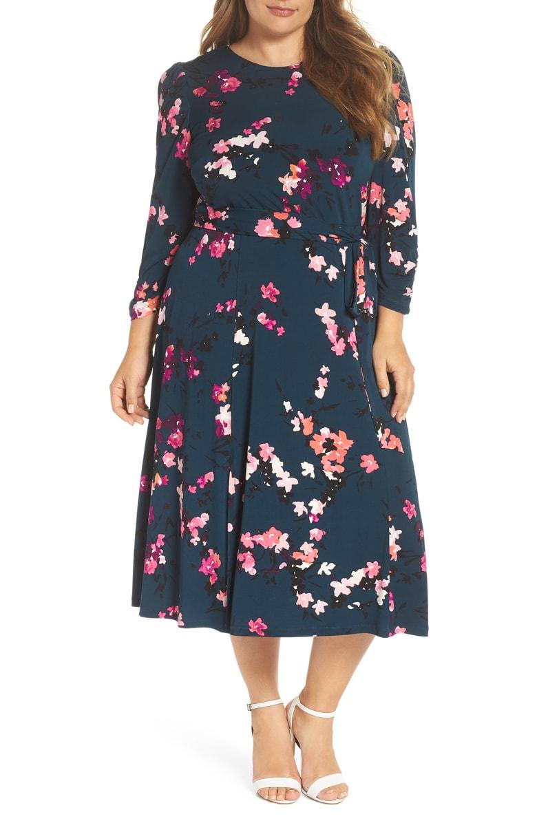 eliza j green floral dress