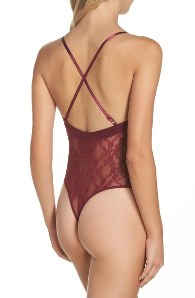 Shop Free People Intimately Fp Runaway Lace Thong Bodysuit In Raspberry