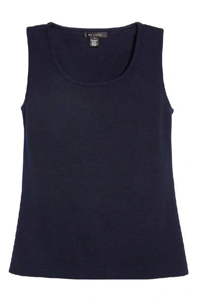 Shop St John Milano Knit Contour Tank In Navy