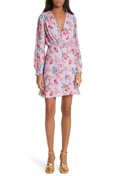 Shop Saloni Eve Floral Print Dress In Lilac Pimpernel