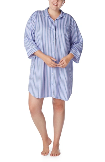 Shop Lauren Ralph Lauren Stripe Sleep Shirt In Multi Stripe