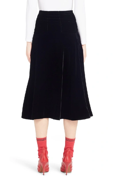 Shop Fendi Velvet Midi Skirt In Black