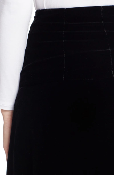 Shop Fendi Velvet Midi Skirt In Black