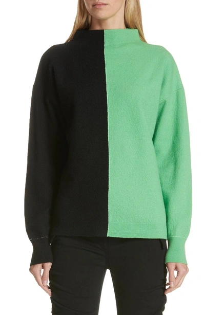 Shop Robert Rodriguez Bicolor Boiled Wool Sweater In Black/ Green