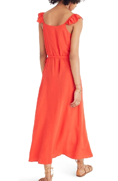 Shop Madewell Ruffle Faux Wrap Maxi Dress In Ripe Persimmon