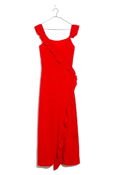 Shop Madewell Ruffle Faux Wrap Maxi Dress In Ripe Persimmon