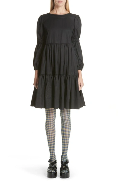 Shop Molly Goddard Milla Gathered Tiered Minidress In Black