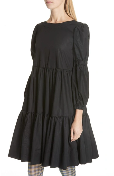 Shop Molly Goddard Milla Gathered Tiered Minidress In Black