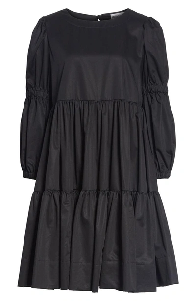 Shop Molly Goddard Milla Gathered Tiered Minidress In Black