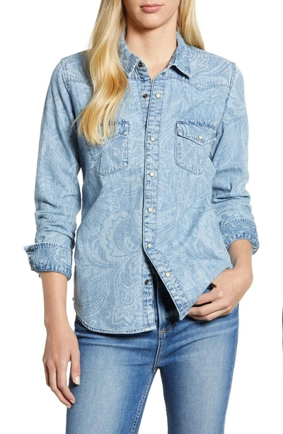 Shop Lucky Brand Western Paisley Print Denim Shirt In Buckman Paisley