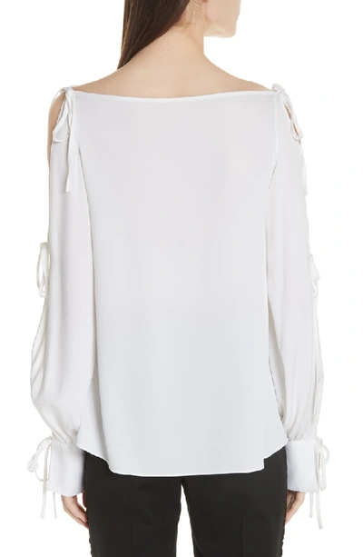 Shop Milly Connie Stretch Cold Shoulder Silk Top In White