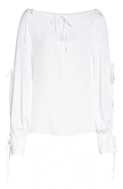 Shop Milly Connie Stretch Cold Shoulder Silk Top In White