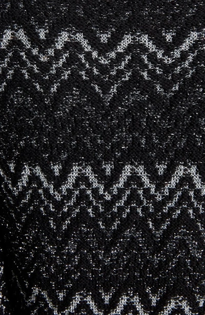 Shop Saint Laurent Metallic Mohair Zigzag Sweater In Black/ Silver