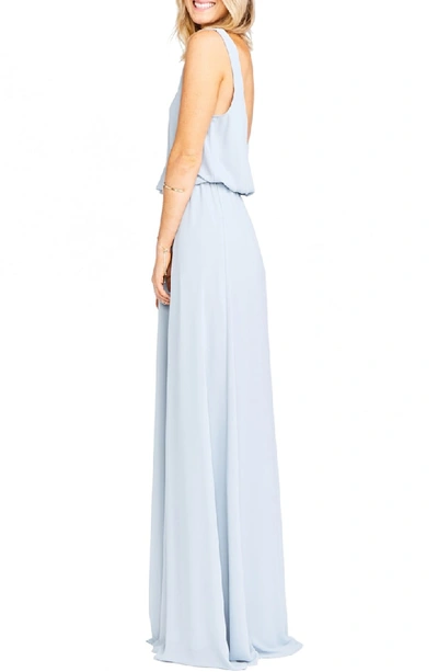Shop Show Me Your Mumu Kendall Soft V-back A-line Gown In Steel Blue Chiffon