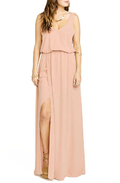 Shop Show Me Your Mumu Kendall Soft V-back A-line Gown In Dusty Blush Crisp
