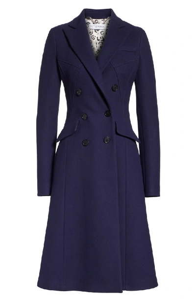 Shop Altuzarra Wool Blend Double Breasted Coat In Berry Blue