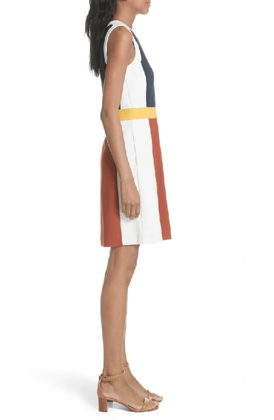 Shop Tory Burch Mya Colorblock Stretch A-line Dress In Arabian Spice