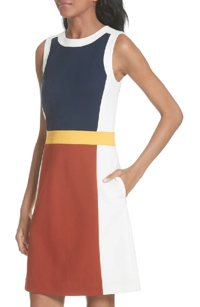 Shop Tory Burch Mya Colorblock Stretch A-line Dress In Arabian Spice