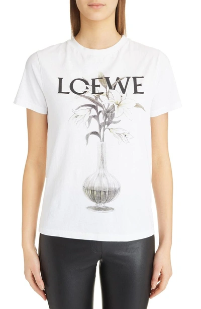 Shop Loewe Flower Vase Logo Tee In White