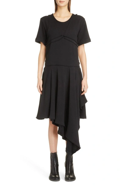 Shop Jw Anderson Raw Edge Asymmetrical T-shirt Dress In Black