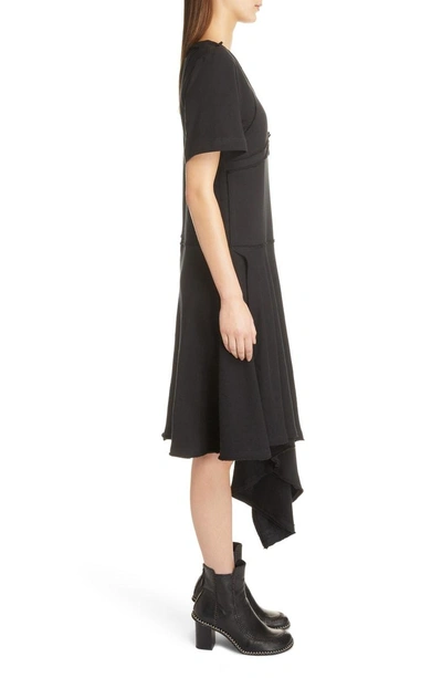 Shop Jw Anderson Raw Edge Asymmetrical T-shirt Dress In Black