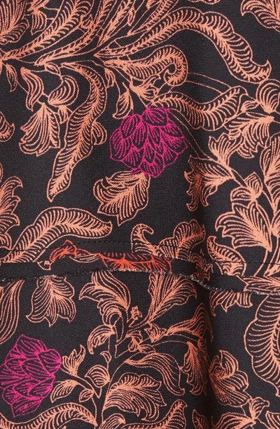 Shop Proenza Schouler Floral Print Sharkbite Hem Skirt In Black/ Nude/ Fuchsia