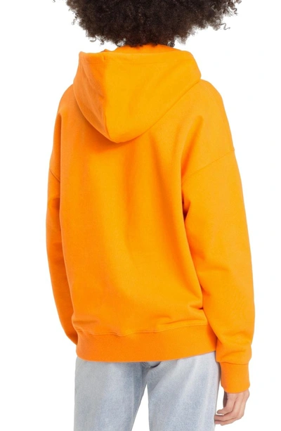 Shop Tommy Jeans Tjw Embroidered Logo Hoodie In Orange Peel