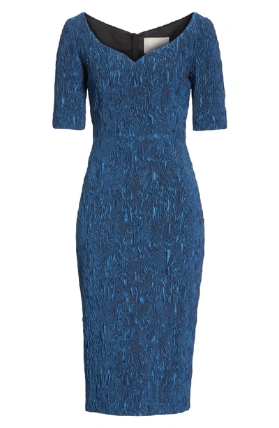 Shop Jason Wu Stretch Cloque Jacquard Dress In Deep Sea Blue