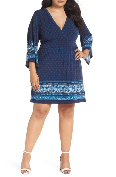 Shop Michael Michael Kors Sunny Paisley Border Dress In True Navy Radiant Blue