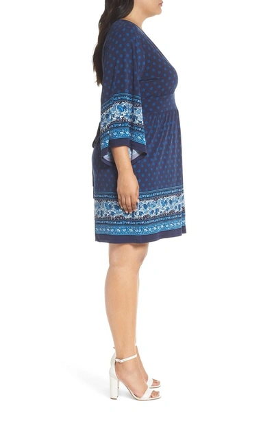 Shop Michael Michael Kors Sunny Paisley Border Dress In True Navy Radiant Blue