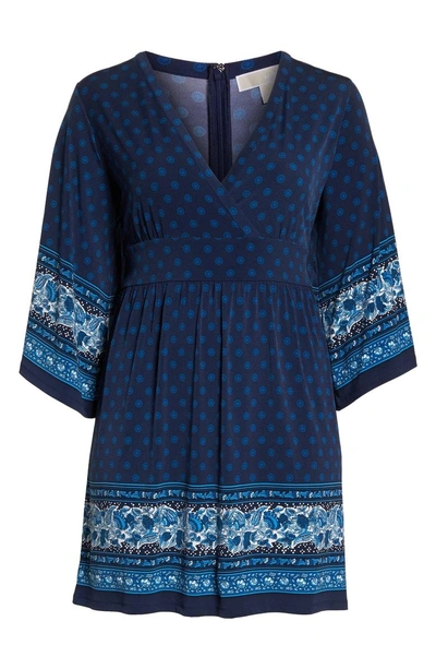 Shop Michael Michael Kors Sunny Paisley Border Dress In True Navy Radiant Blue