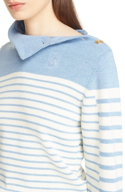 Shop Jw Anderson Multi Button Turtleneck Sweater In Denim Melange