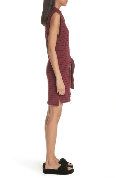 Shop Alexander Wang T Tie Waist Polo Dress In Black/ Oxblood Stripe