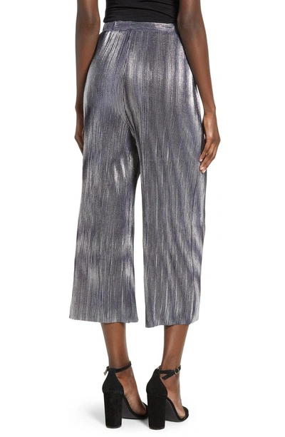 Shop Love, Fire Metallic Mini Pleat Gaucho Crop Pants In Silver