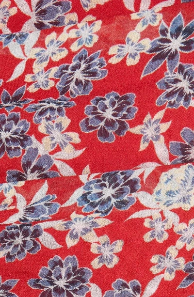 Shop Nicholas Red Blossom Ruched Silk Minidress