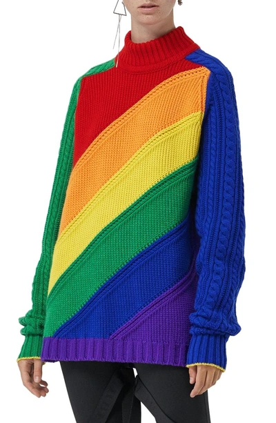 Shop Burberry Rainbow Knit Wool & Cashmere Sweater