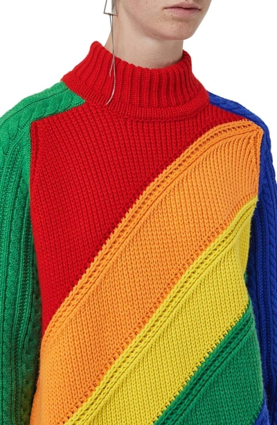 Shop Burberry Rainbow Knit Wool & Cashmere Sweater
