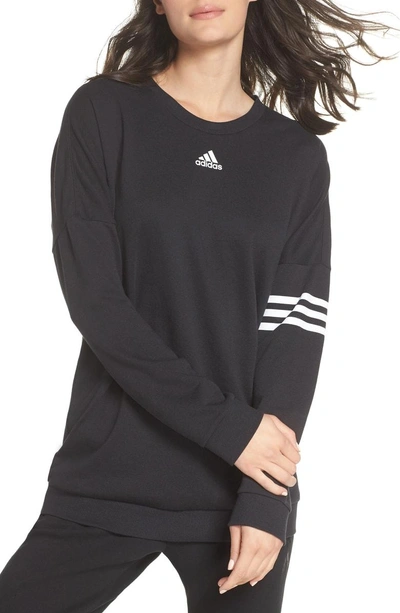 Shop Adidas Originals Oversize Crewneck Sweatshirt In Black