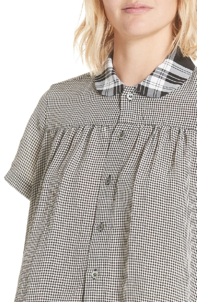 Shop Tricot Comme Des Garcons Ruffle Hem Gingham Top In Small X Large